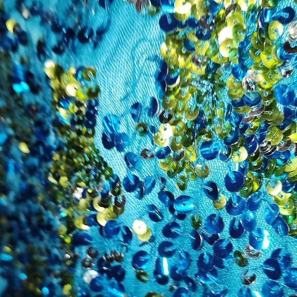 Precious Formals Blue and Green Sequin Backless Dress - Picture 7 of 11